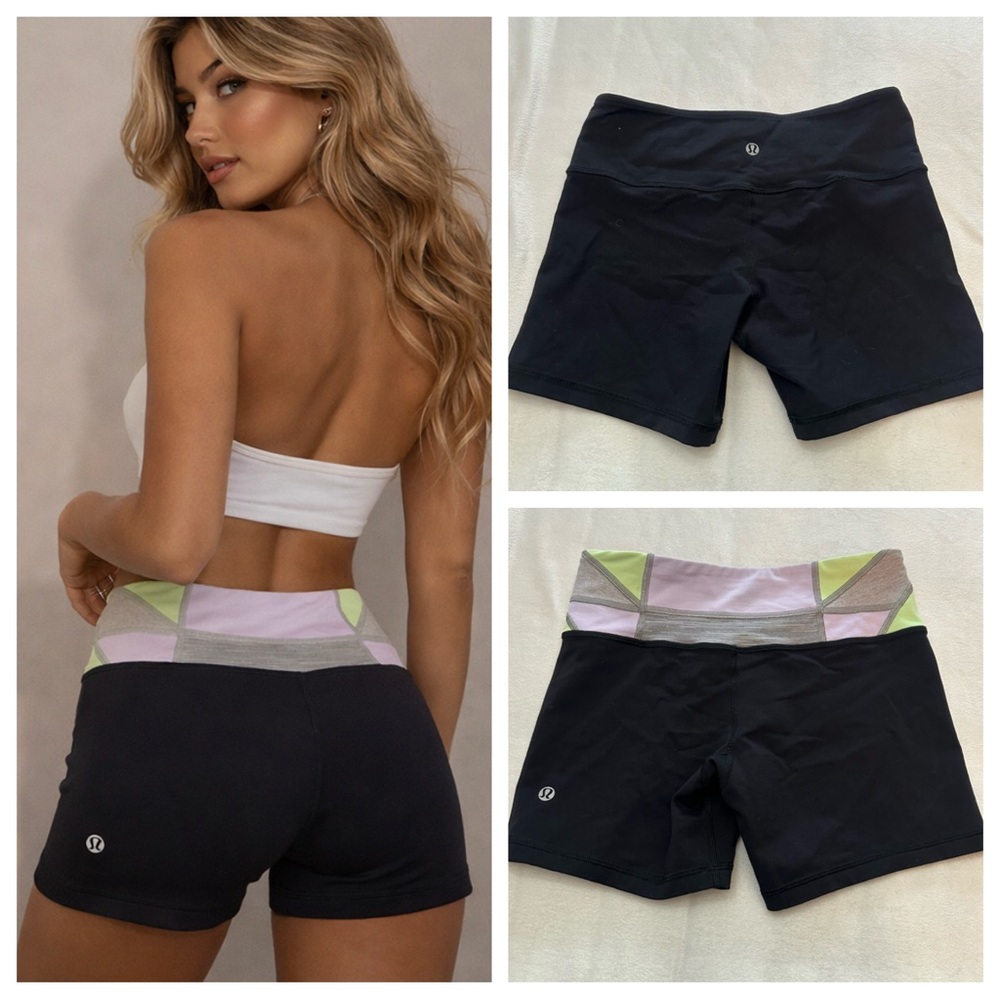 Lululemon reversible groove shorts colorful patchwork waistband 51796